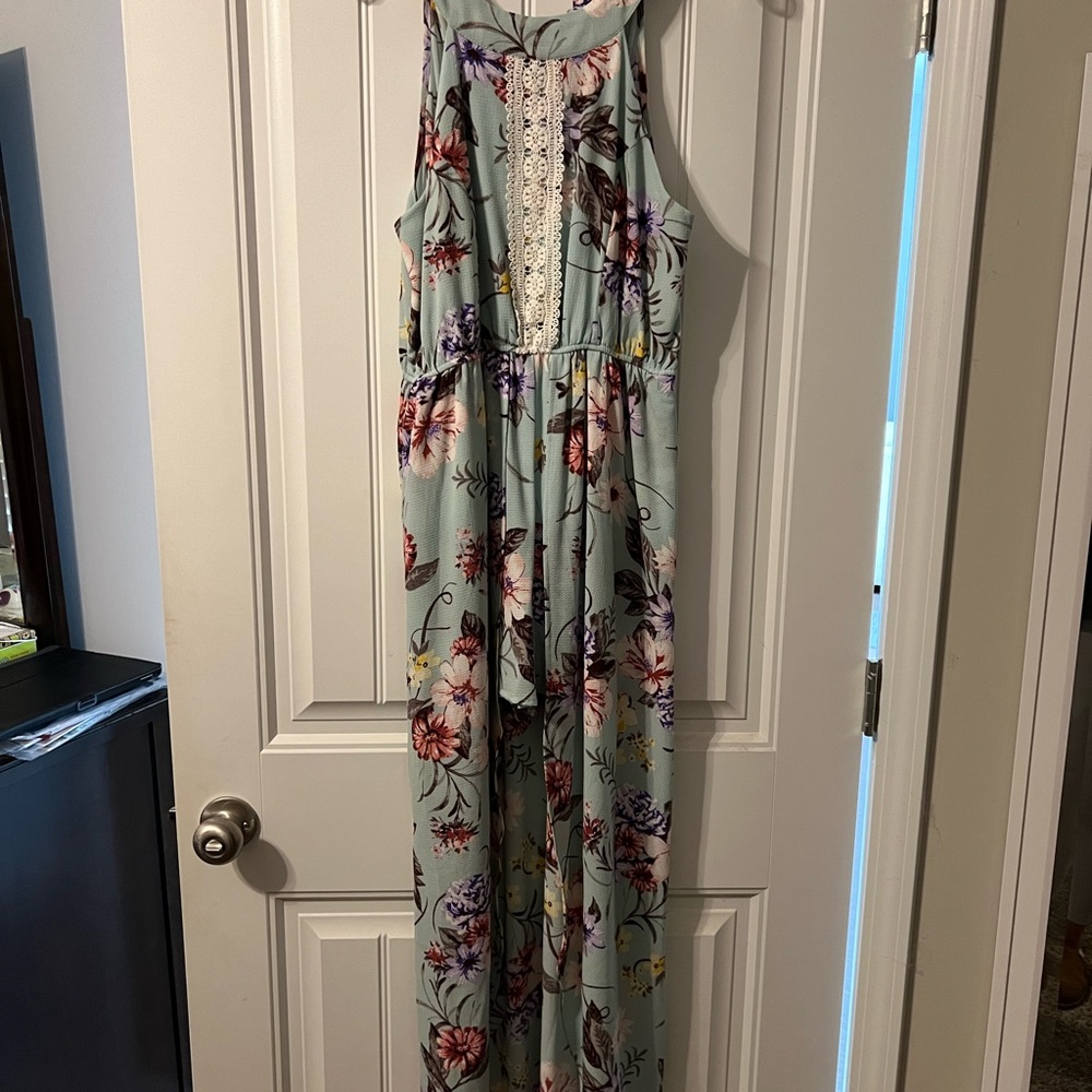 Mint floral “walk about” dress